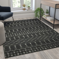 Flash Furniture RC-CR19-1330-57-GR-GG Geometric Bohemian Low Pile Rug - 5' x 7' - Dark Gray/Ivory Polyester